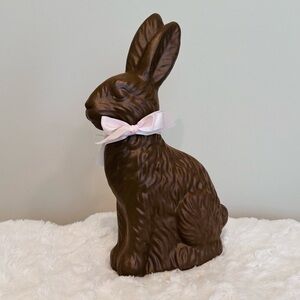 Faux Chocolate Easter Bunny Rabbit With Pink Ribbon 12in Realistic Brown NEW